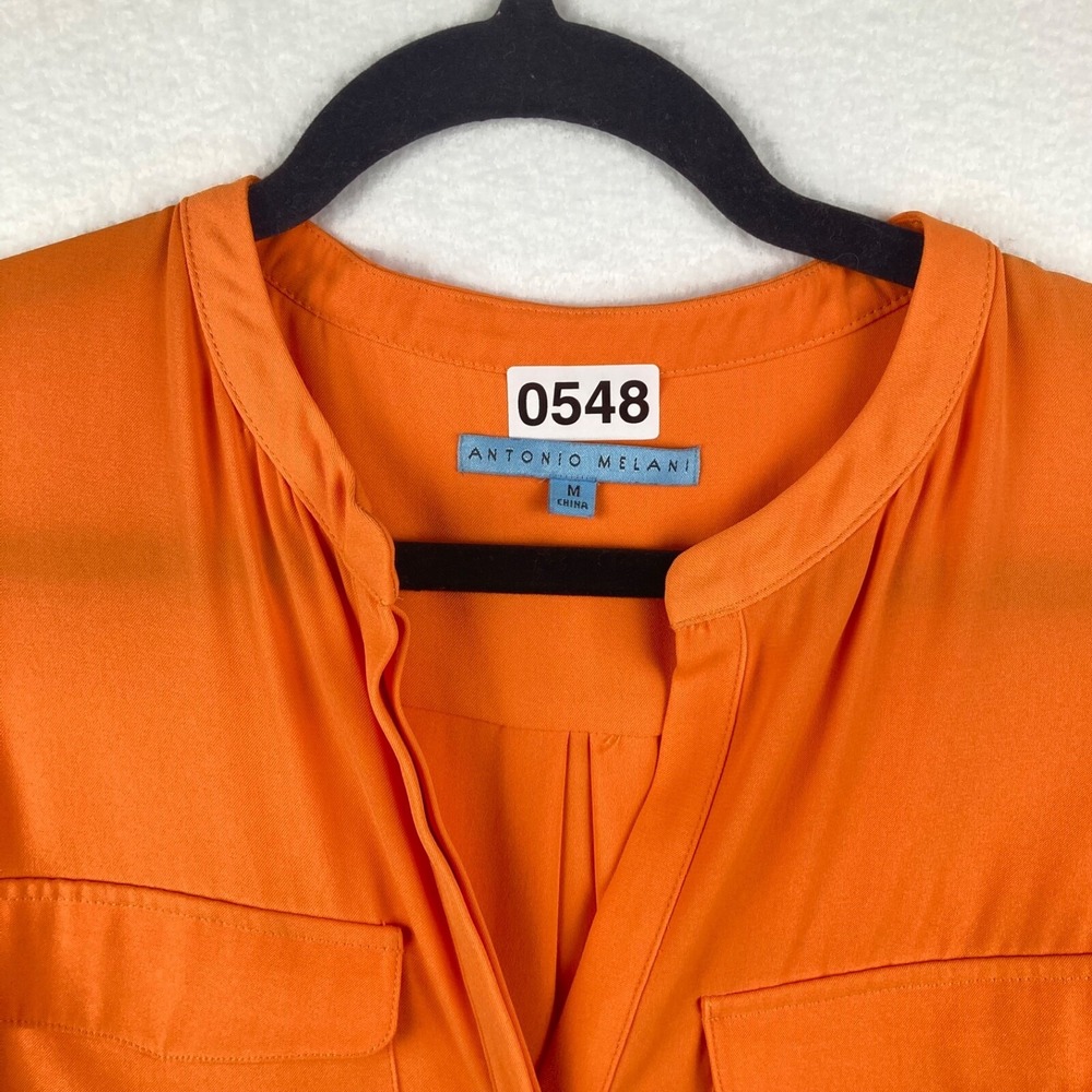 Antonio Melani Orange Draw String Waist Sleeveless Mini Dress with Pockets Sz M - Picture 8 of 14
